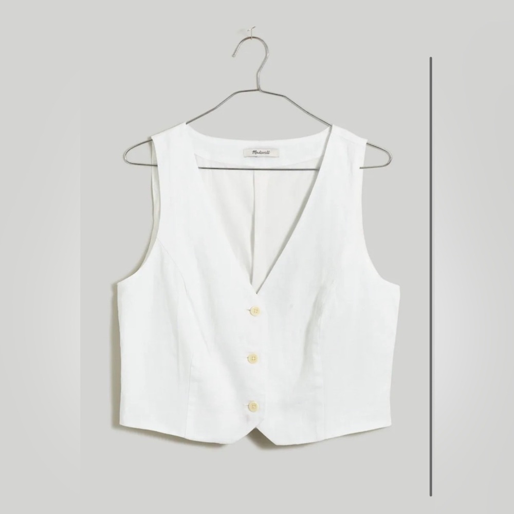 Madewell 100% Linen Katrina Crop Vest Top Size 0